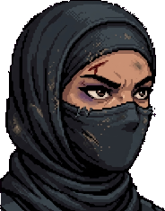 Samira, con el rostro tapado y un corte en la frente