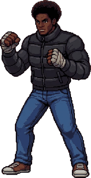 Issa Ndoye, héros boxeur du beat'em up rétro Les Ténèbres
